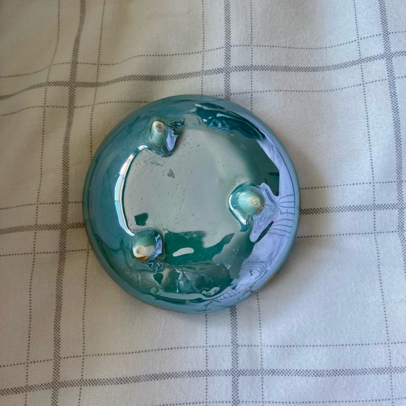 Vintage Blue Trinket/Ring Dish with Gold Detailing - Picture 4 of 6